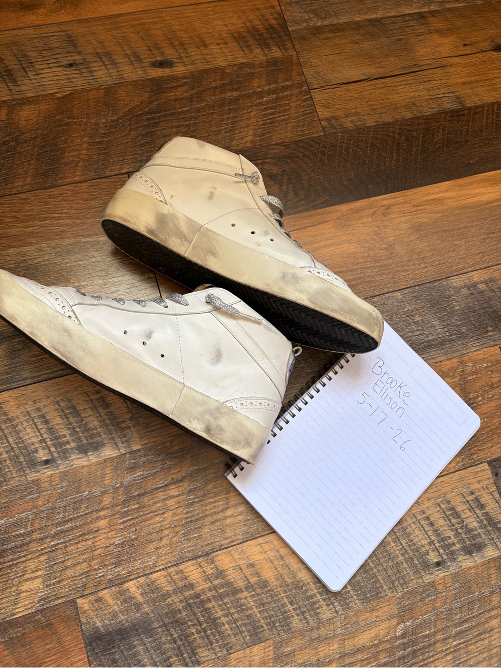 Golden Goose womens white High-Top Sneakers with Black Star - Picture 5 of 10